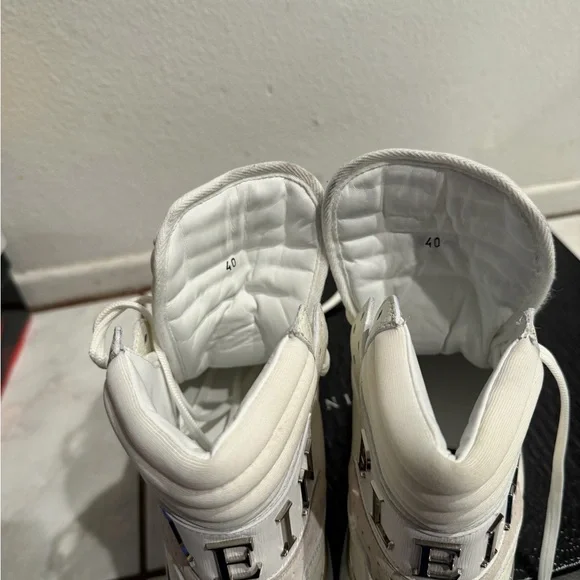 Philipp Plein White High-Top Sneakers Skull Logo Size 40